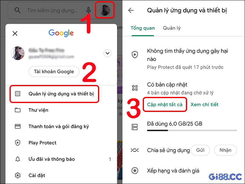 Hướng dẫn tải từ Google Play/App Store, kiểm tra đánh giá, quyền cập nhật ứng dụng.