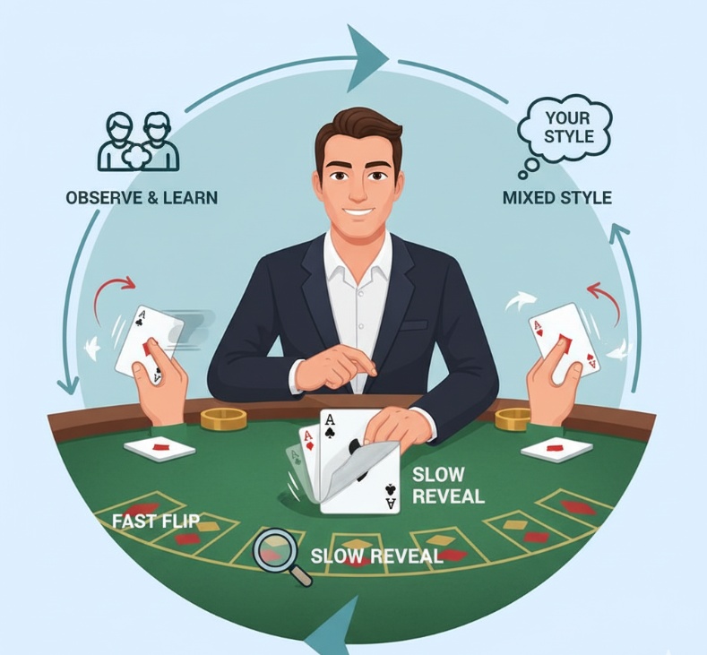 Cách lật bài trong Midi Baccarat – Quy trình chia và mở bài