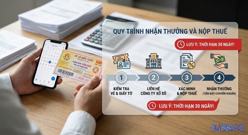Quy trình 4 bước thủ tục nhận thưởng xổ số và nộp thuế, lưu ý thời hạn 30 ngày tránh mất tiền oan