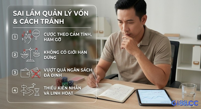 Checklist 4 sai lầm chết người khi quản lý vốn chơi lô đề: cược cảm tính, không giới hạn dừng, vượt ngân sách và thiếu kiên nhẫn