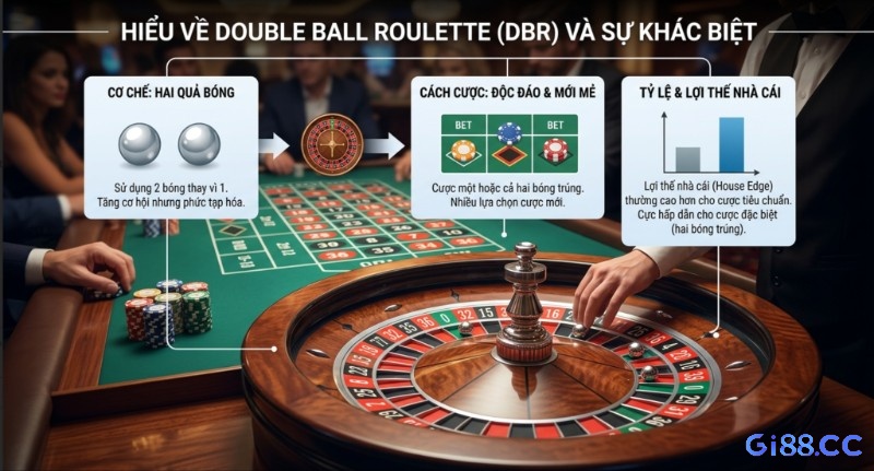 Double Ball Roulette với cơ chế 2 bóng độc đáo, mở rộng lựa chọn cược và tỷ lệ thưởng cao nhưng đi kèm lợi thế nhà cái lớn hơn trong double ball roulette là gì