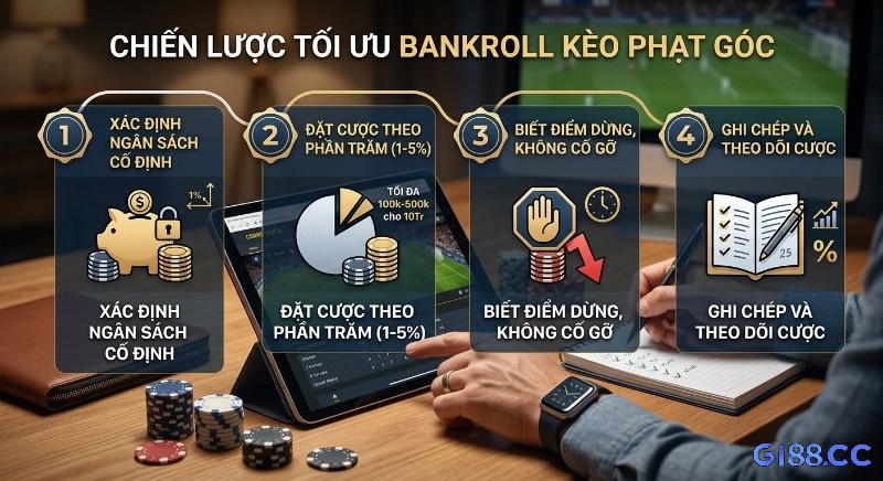 Chiến lược 4 bước tối ưu bankroll khi chơi kèo phạt góc: xác định ngân sách, đặt cược theo phần trăm và ghi chép theo dõi