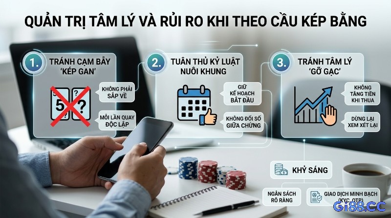 Quản trị tâm lý và rủi ro khi theo kỹ thuật bắt lô kép bằng: tránh cạm bẫy Kép Gan, tuân thủ kỷ luật nuôi khung, tránh tâm lý gỡ gạc, ngân sách rõ ràng, giao dịch minh bạch