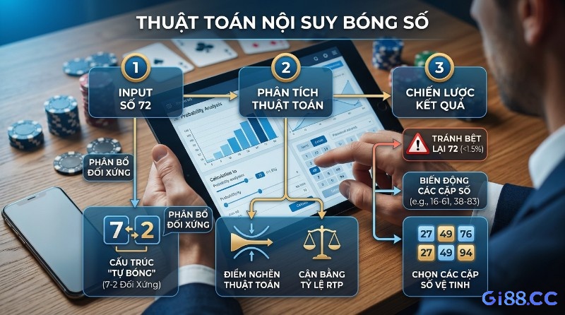 Thuật toán nội suy bóng số phân tích số 72 tự bóng, đưa ra chiến lược chọn cặp vệ tinh 27, 49, 94, tránh bệt 72 (<1.5%)