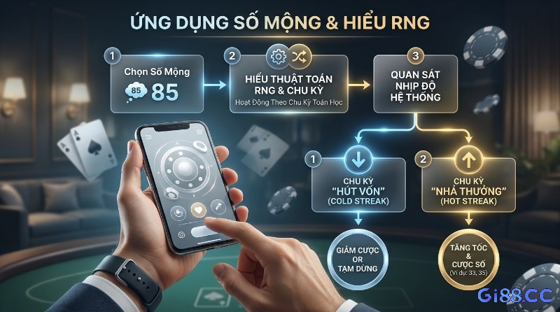 Chiến thuật ứng dụng số mộng 85 và hiểu RNG để quan sát nhịp độ hệ thống, giảm cược khi hút vốn, tăng tốc cược 33, 35 khi nhả thưởng trên điện thoại
